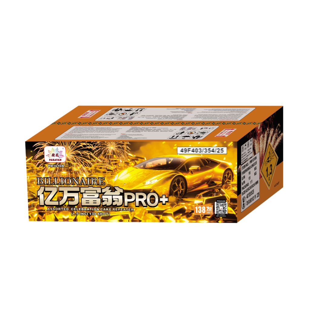 PM1616N Assorted Celebration Cake Repeater 1.5″(D) 9″(H), 138 Shot 亿万富翁
